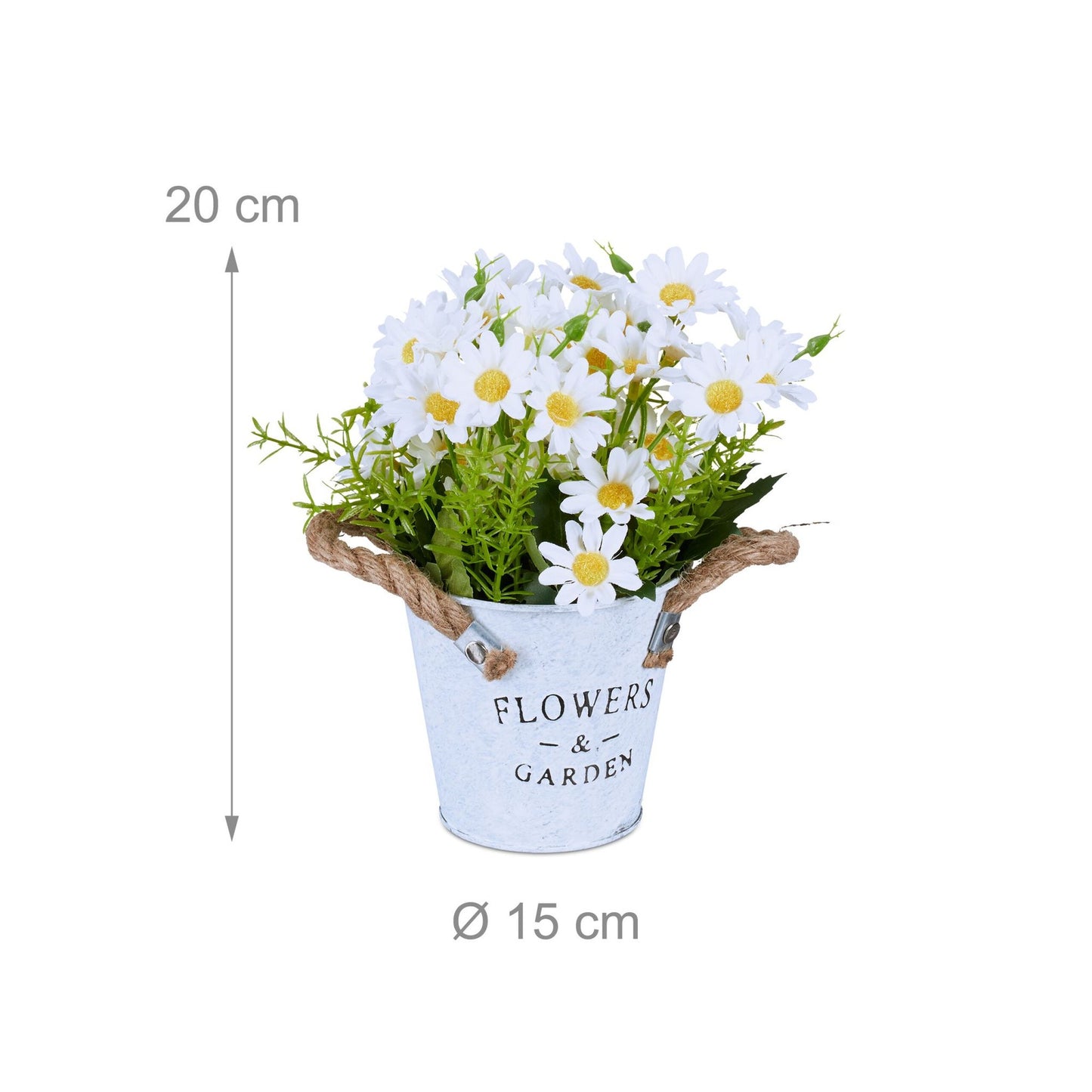 set of 3 artificial flowers in pot