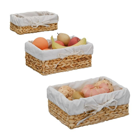 set of 3 bread baskets with cotton insert