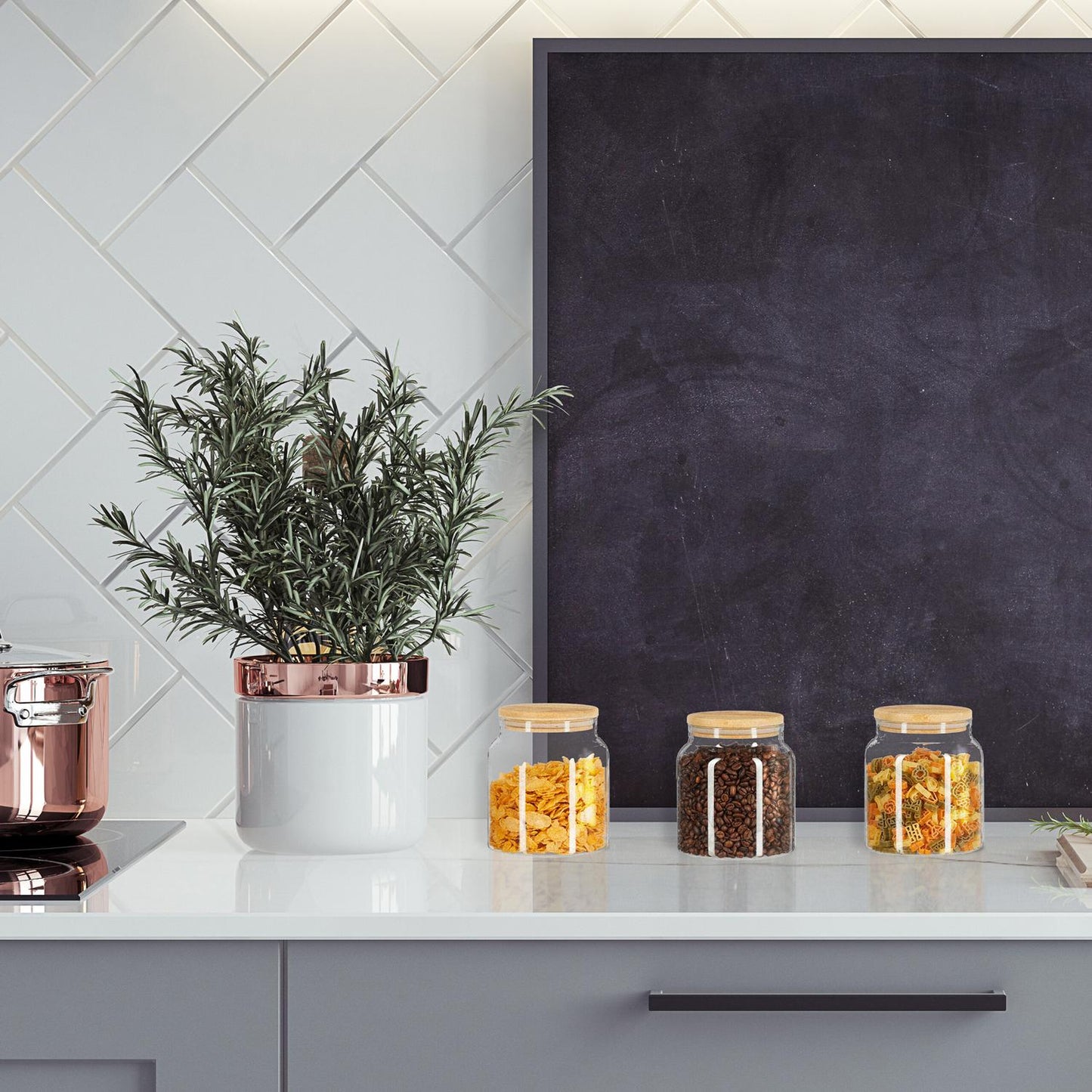 set of 3 storage jars with lids 1000 ml