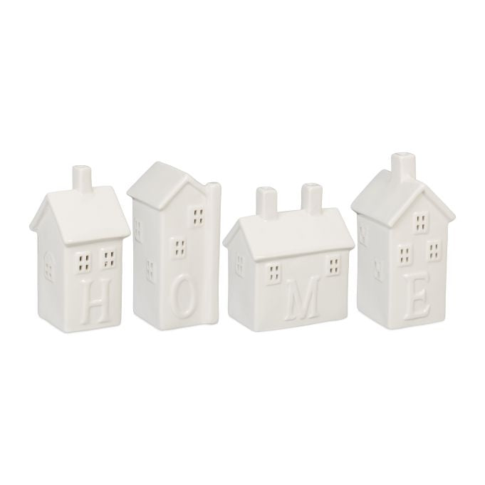 set of 4 ceramic "Home" heat candle holders