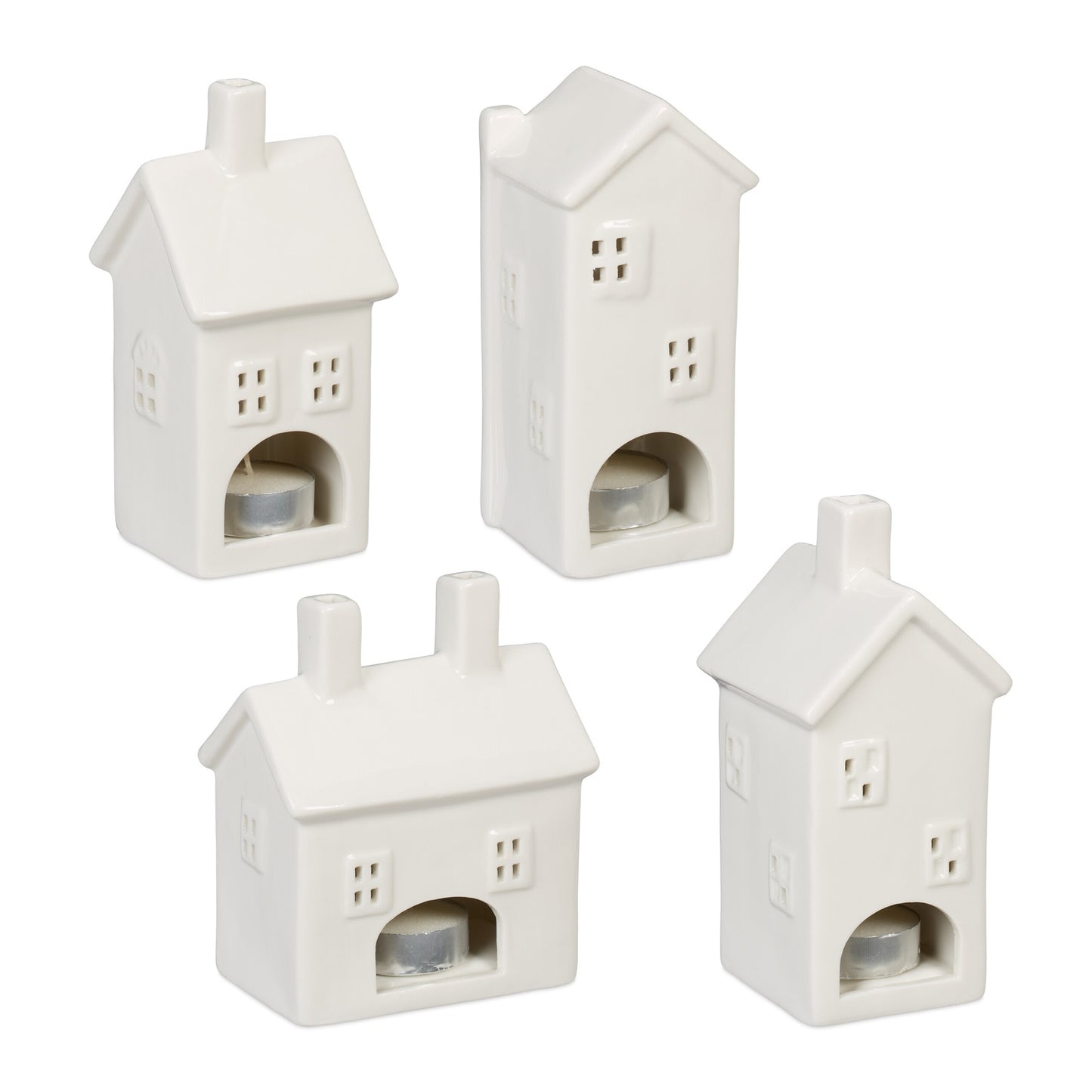 set of 4 ceramic "Home" heat candle holders