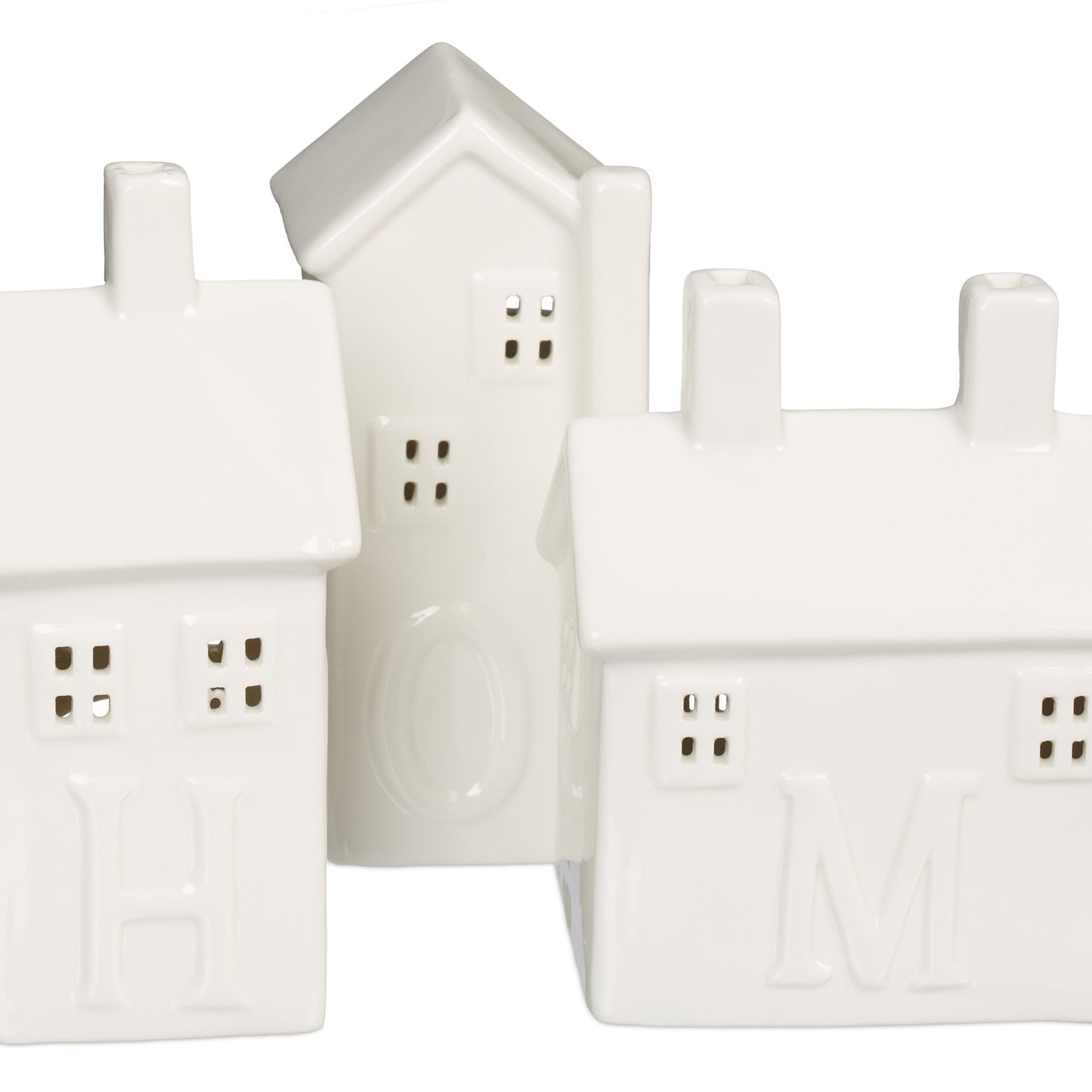 set of 4 ceramic "Home" heat candle holders