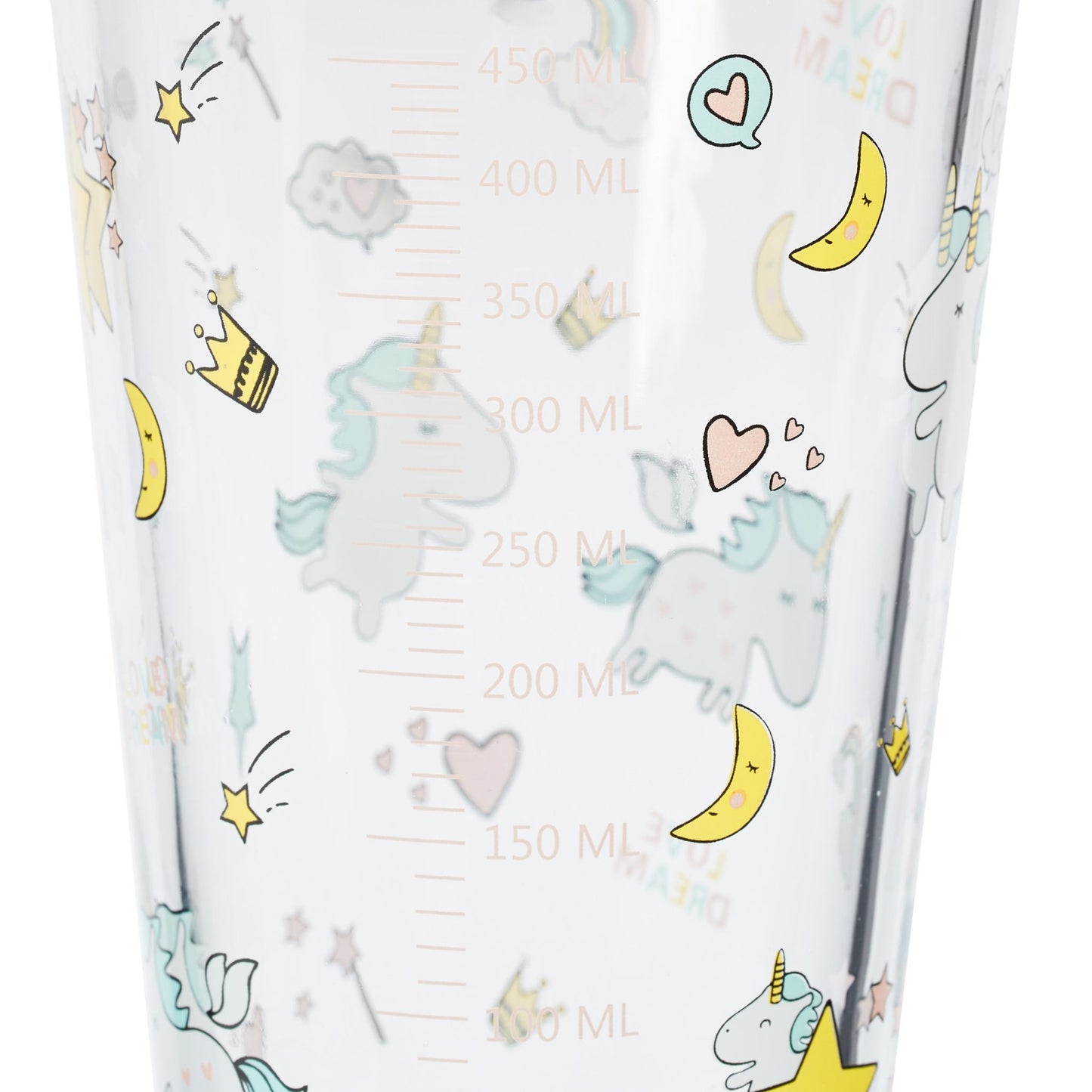 set of 4 children's glasses with unicorn motif