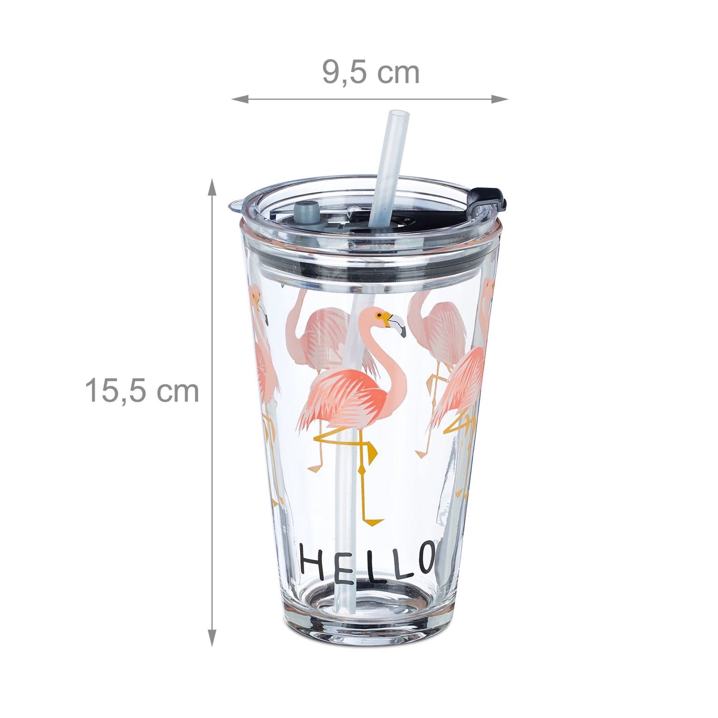 set of 4 glass bottles Flamingo
