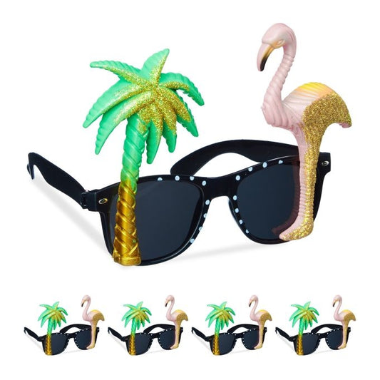 set of 5 party glasses flamingo and palm