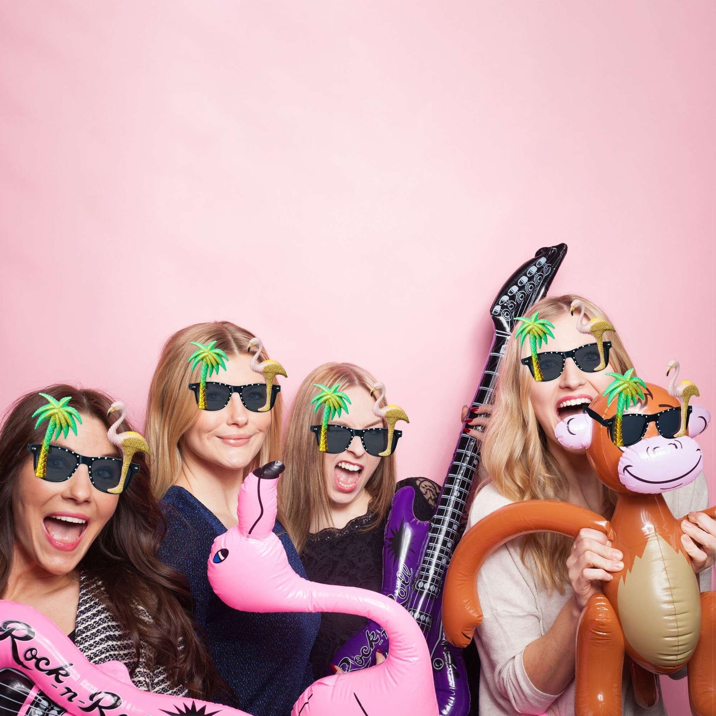 set of 5 party glasses flamingo and palm