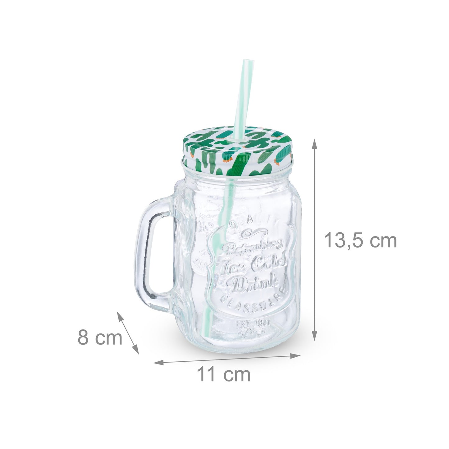 set of 8 drinking glasses with cactus lids