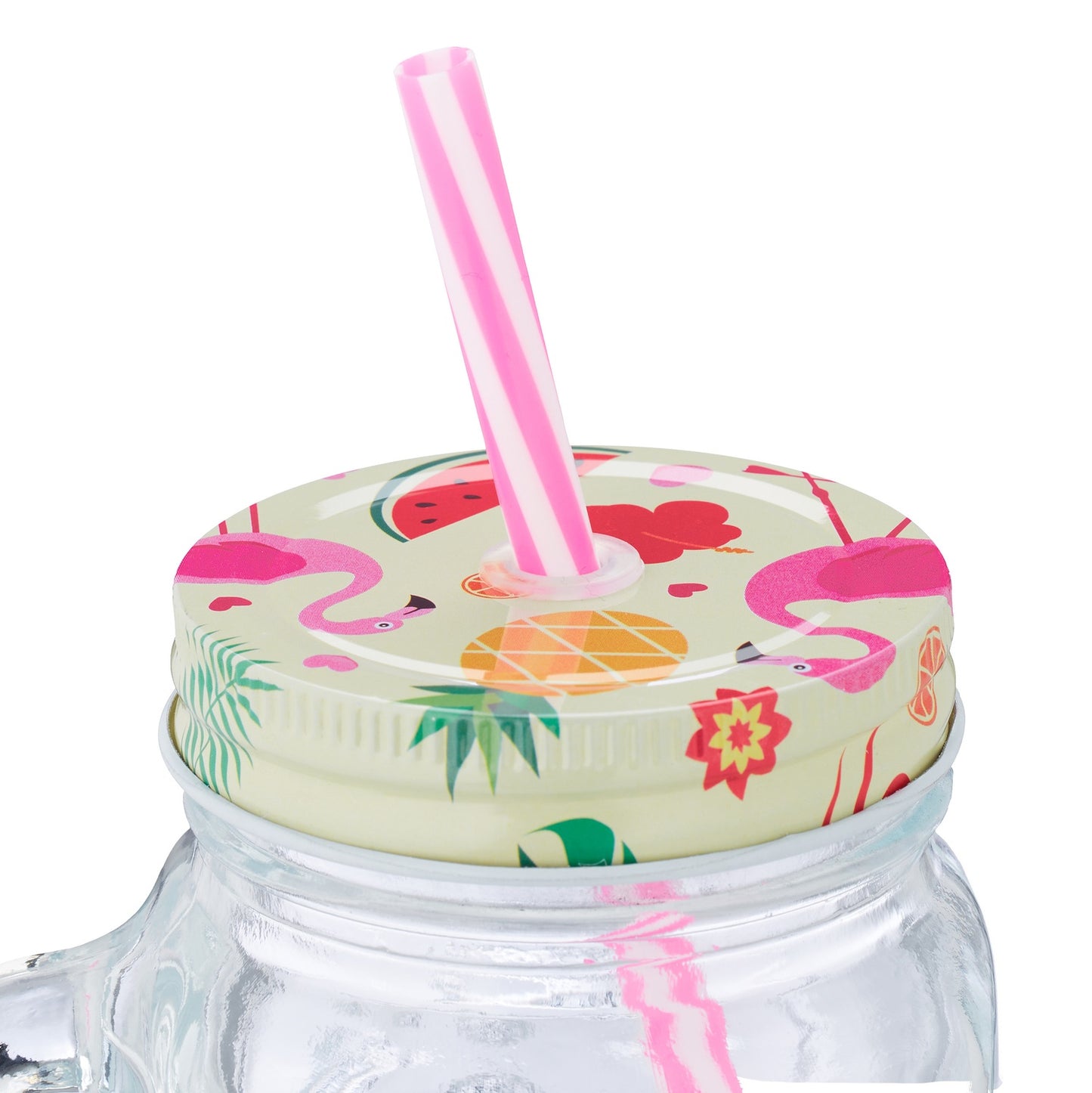 set of 8 drinking glasses with lids Flamingo