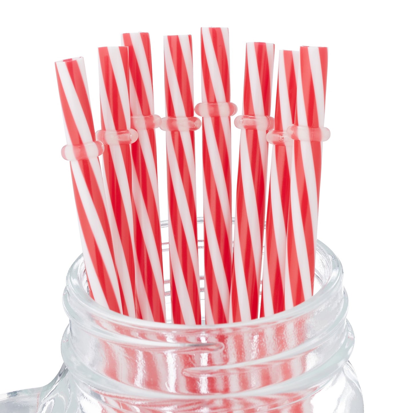 set of 8 drinking glasses with red lids