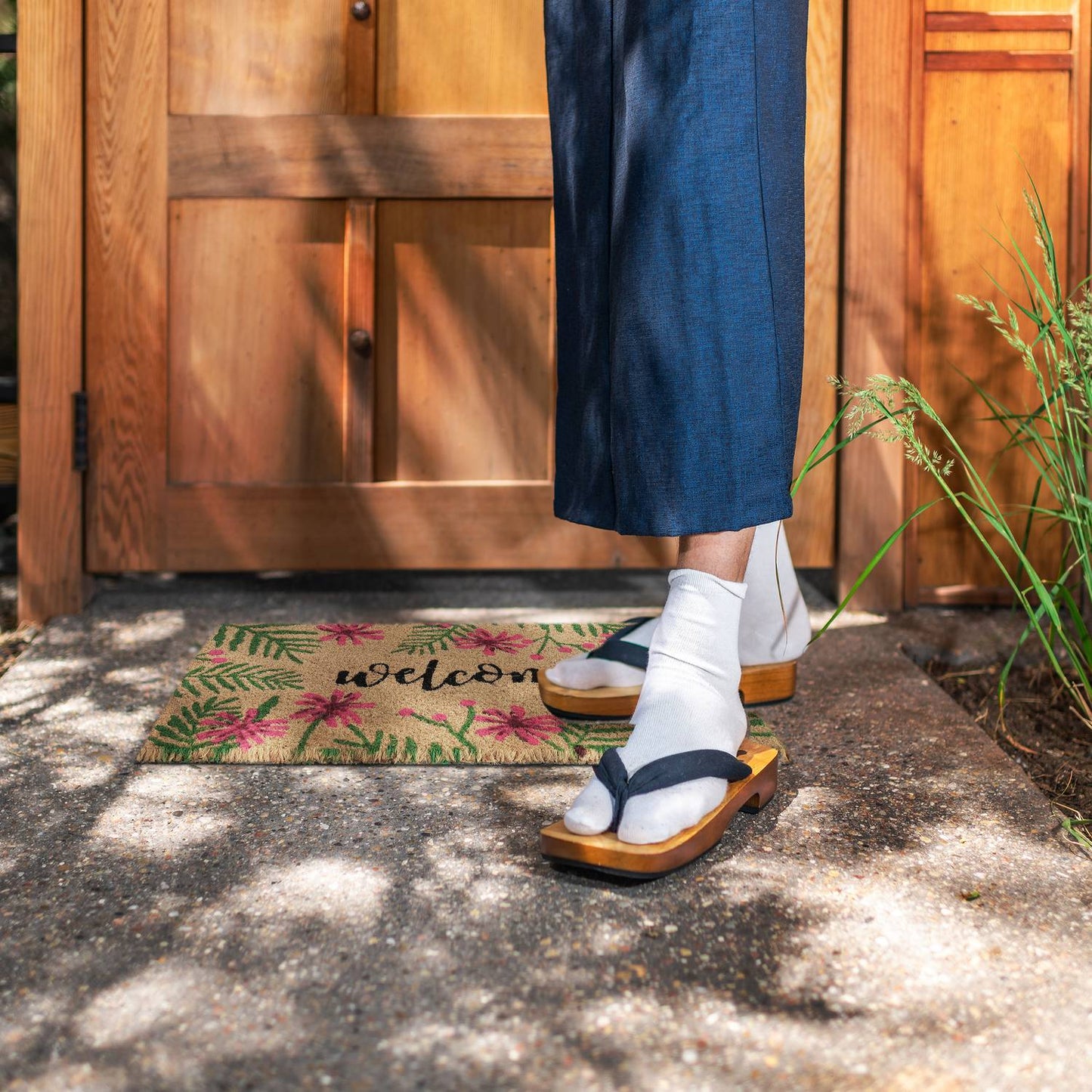 tropical welcome coir doormat