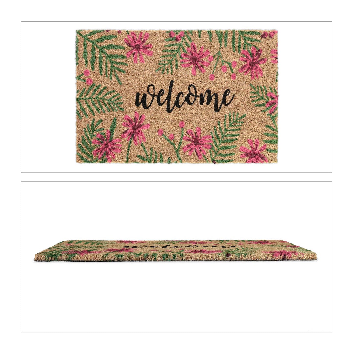 tropical welcome coir doormat