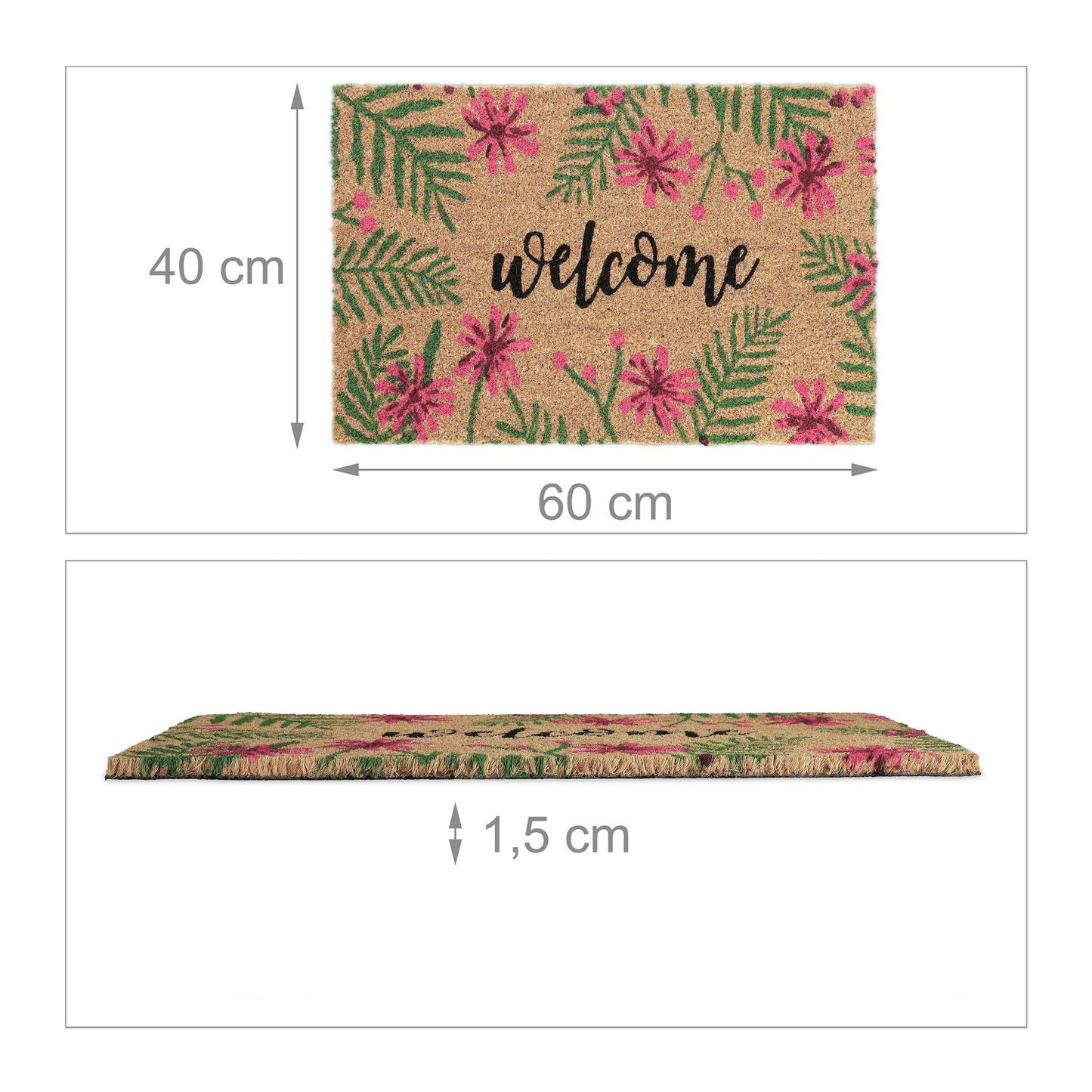 tropical welcome coir doormat