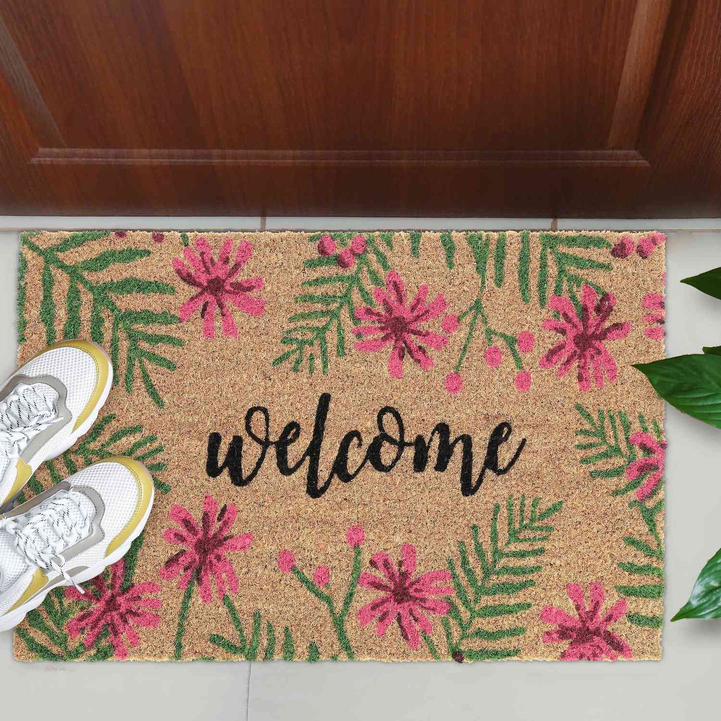 tropical welcome coir doormat