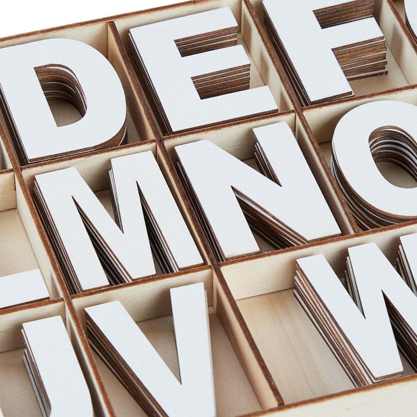 wooden letter set with 208 parts white