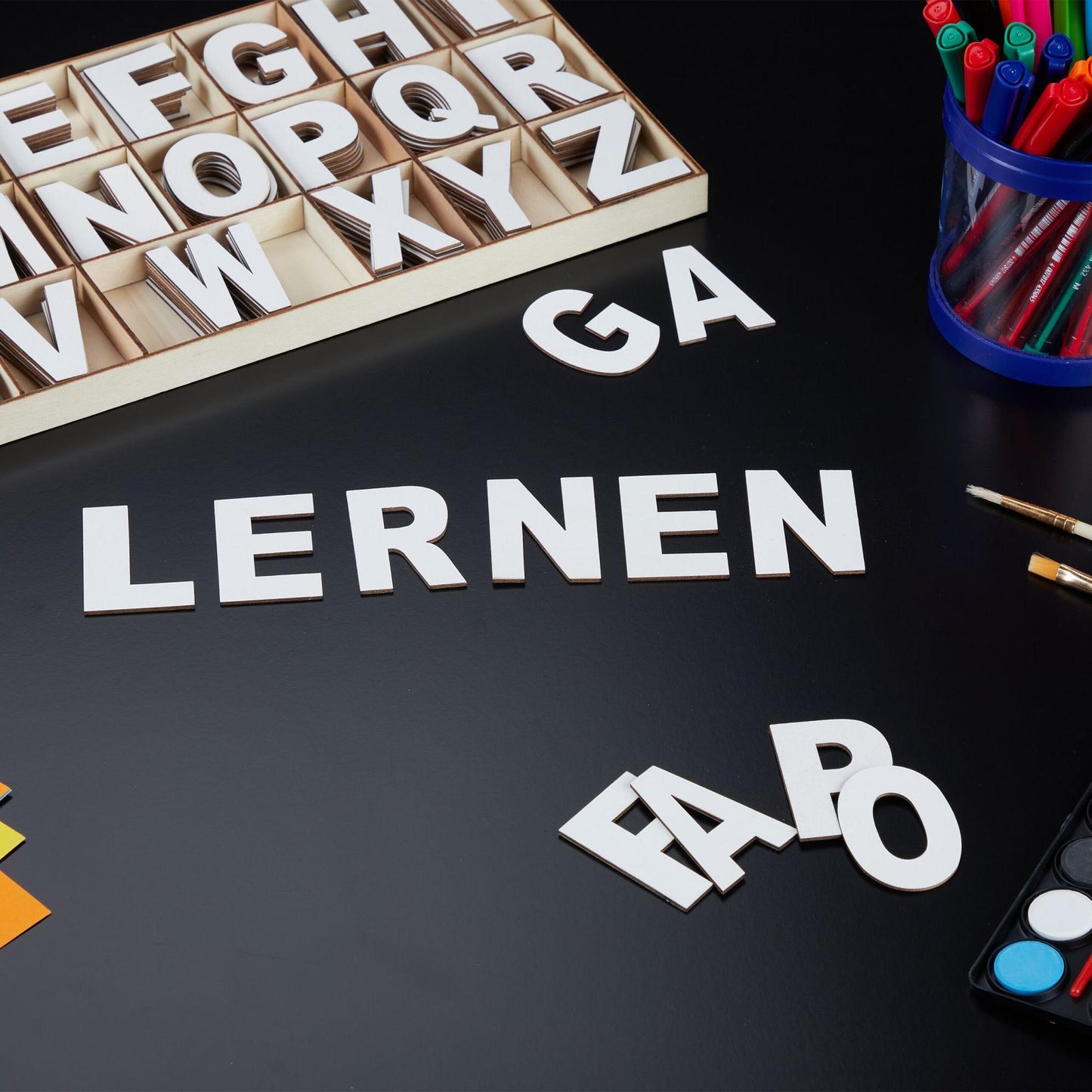 wooden letter set with 208 parts white