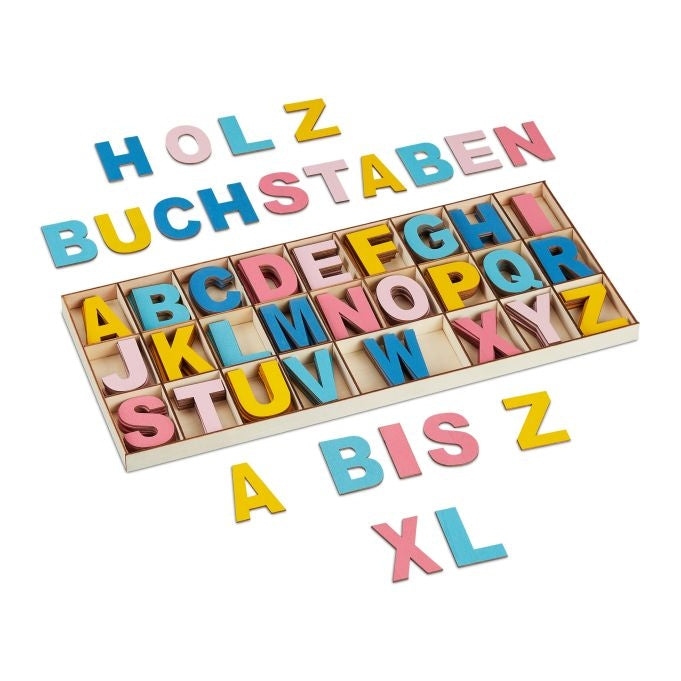 wooden letter set with 208 pieces, colorful