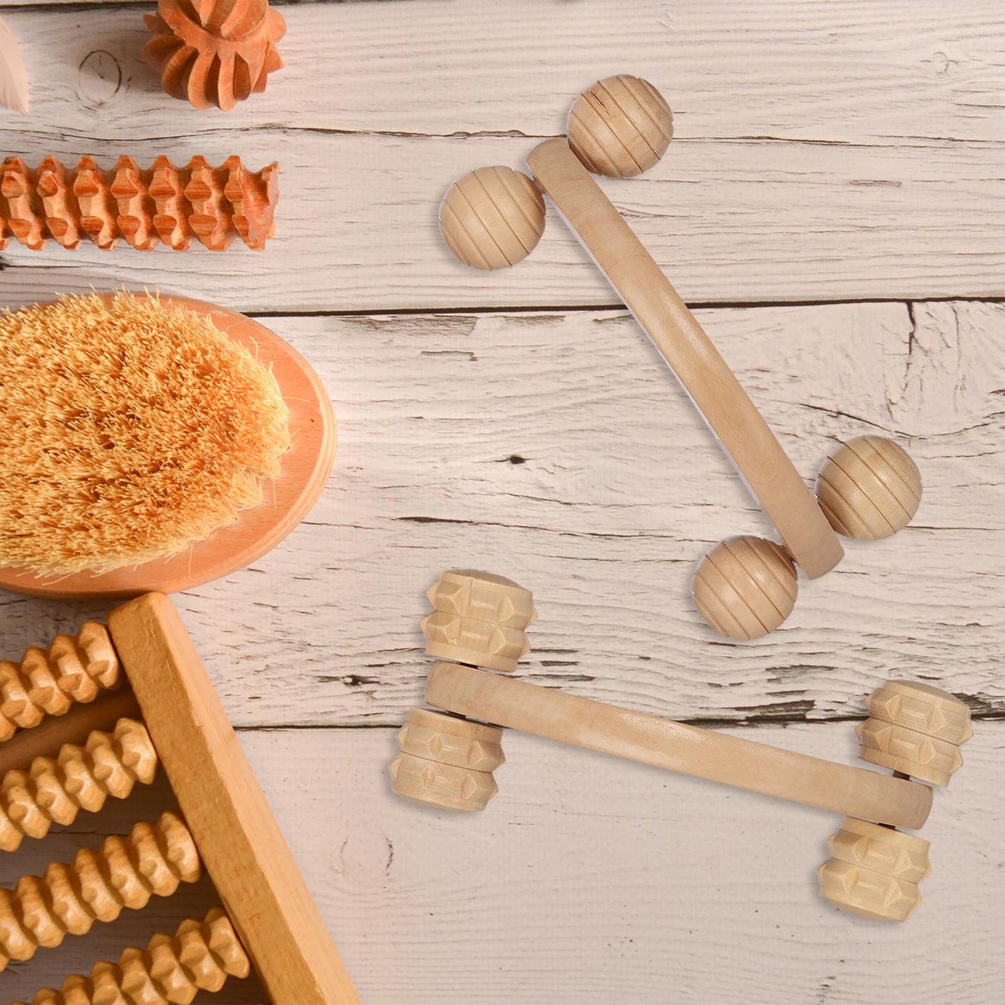 wooden massage set in 2 parts